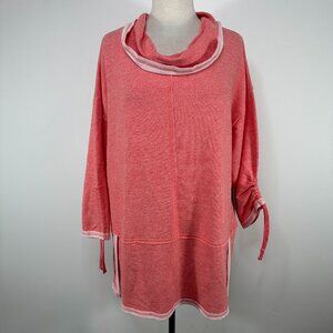NEW Habitat Clothes to Live In Cerise Terry Tunic Sweatshirt Lagenlook Coral